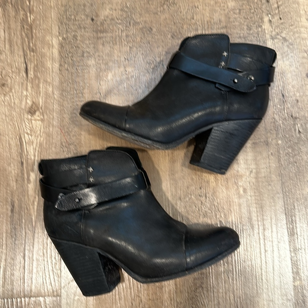 Rag & Bone Harrow Booties Black Leather size 38